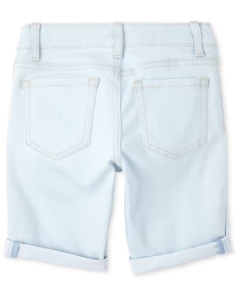 Shorts de mezclilla con puños enrollados para niñas