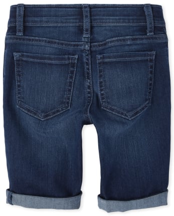 Shorts de mezclilla con puños enrollados para niñas