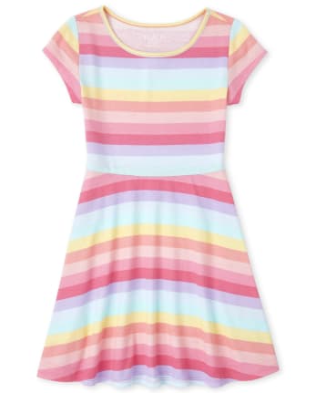 Girls Short Sleeve Print Skater Dress The Children s Place