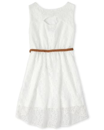 Vestido asimétrico con encaje para niñas