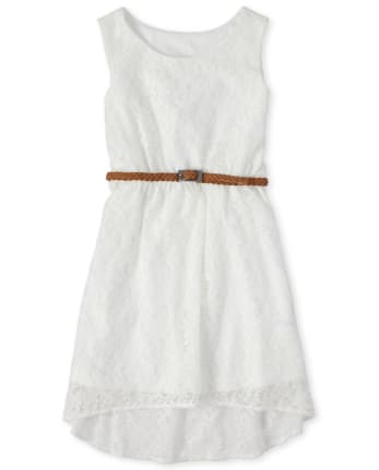 Vestido asimétrico con encaje para niñas