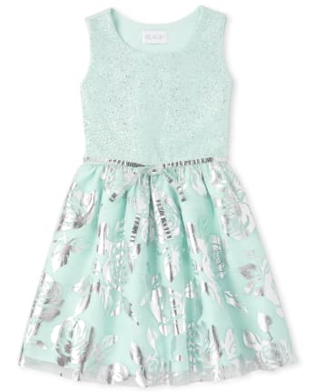 Girls Foil Jacquard Matching Tutu Dress