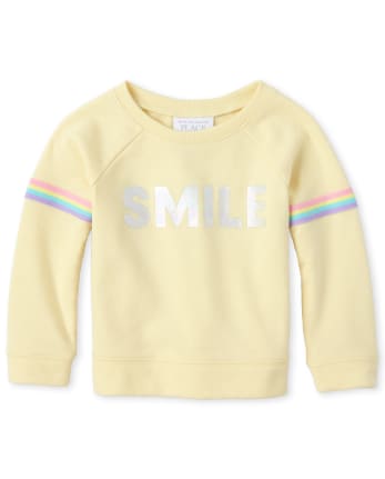 Baby And Toddler Girls Rainbow Striped French Terry Sweatshirt