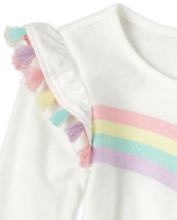 Baby And Toddler Girls Tassel Rainbow Top