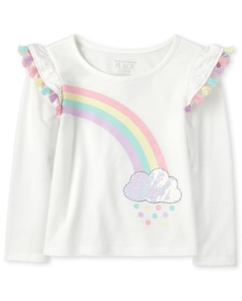 Baby And Toddler Girls Tassel Rainbow Top