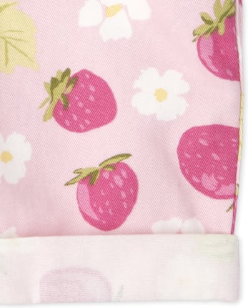 Baby And Toddler Girls Strawberry Roll Cuff Shortalls