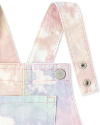 Baby And Toddler Girls Roll Cuff Tie Dye Matching Shortalls