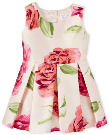 Toddler Girls Rose Matching Pleated Dress