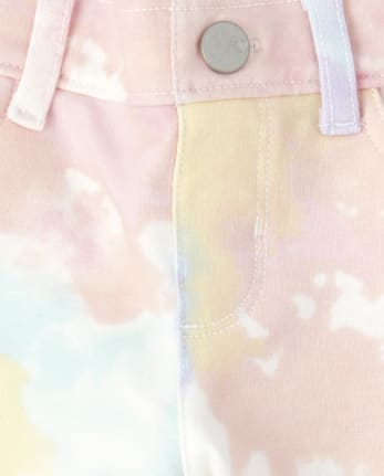 Jeggings sin cierres de rizo francés teñido anudado para bebés y niñas pequeñas