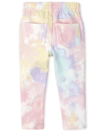 Jeggings sin cierres de rizo francés teñido anudado para bebés y niñas pequeñas
