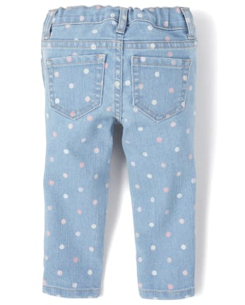 Jeggings de mezclilla con lunares para bebés y niñas pequeñas
