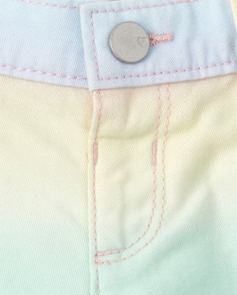 Shorts cortos de mezclilla con diseño de arcoíris para bebés y niñas pequeñas