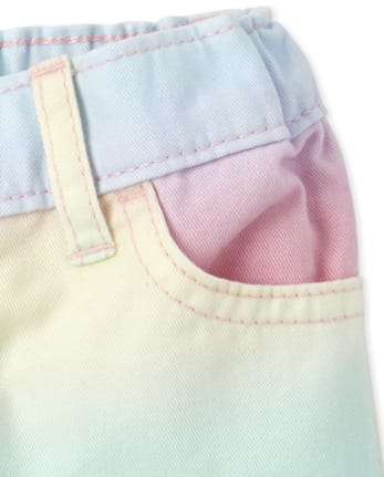 Shorts cortos de mezclilla con diseño de arcoíris para bebés y niñas pequeñas