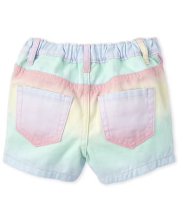 Shorts cortos de mezclilla con diseño de arcoíris para bebés y niñas pequeñas