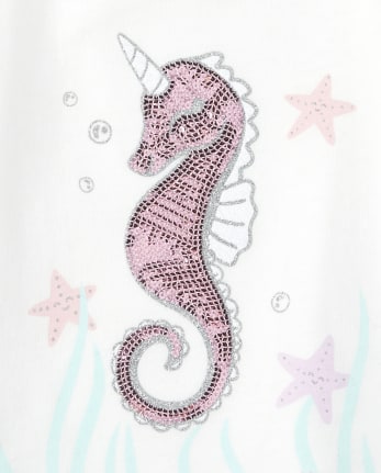 Baby And Toddler Girls Embellished Seahorse Top