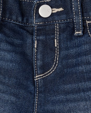 Shorts midi de mezclilla con puños enrollados para bebés y niñas pequeñas