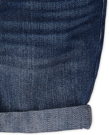 Shorts midi de mezclilla con puños enrollados para bebés y niñas pequeñas