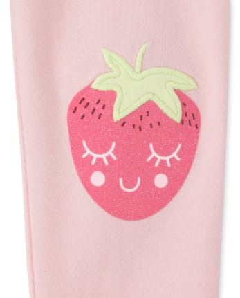 Baby And Toddler Girls Embroidered Strawberry Leggings