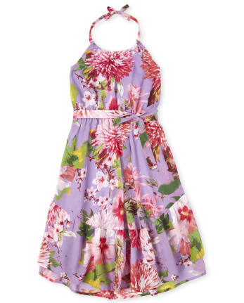 Girls Mommy And Me Floral Matching Halter Dress