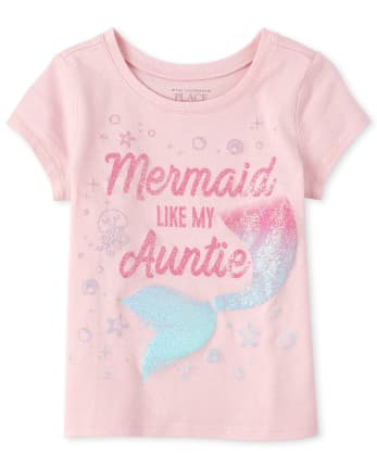 Camiseta con estampado de tía sirena brillante para bebés y niñas pequeñas