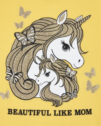 Baby And Toddler Girls Glitter Mom Unicorn Graphic Tee