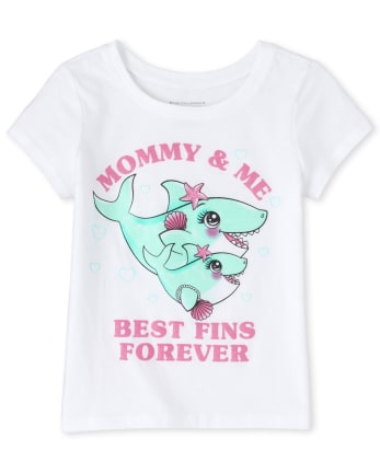 Baby And Toddler Girls Glitter Mommy Shark Graphic Tee