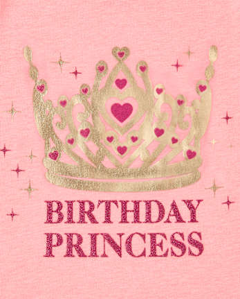 Girls Mommy And Me Glitter Birthday Princess Matching Graphic Tee