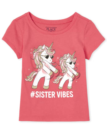 Camiseta gráfica a juego con unicornio para niñas pequeñas y bebés