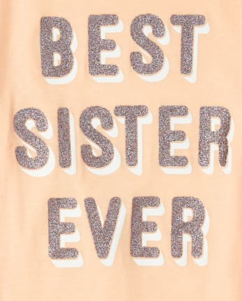 Girls Glitter Best Sister Ever Graphic Tee
