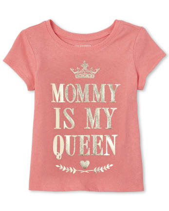 Baby And Toddler Girls Foil Queen Matching Graphic Tee