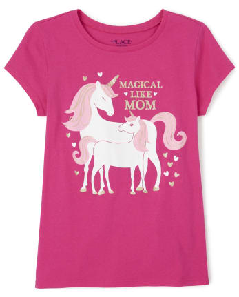 Girls Mom Unicorn Graphic Tee
