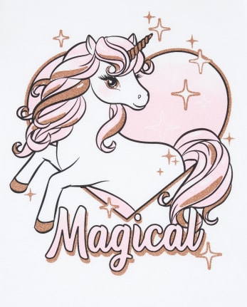 Girls Glitter Magical Unicorn Graphic Tee