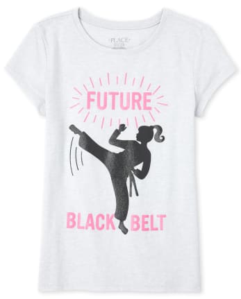 Girls Glitter Karate Graphic Tee