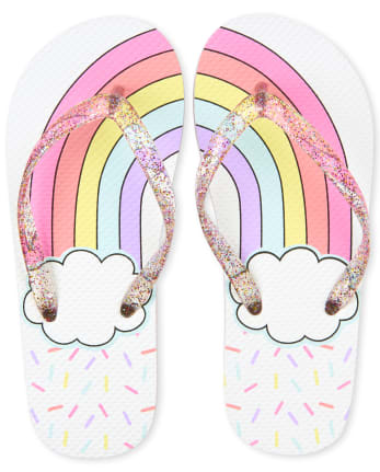 Gymboree Pink Rainbow Sparkle Flip Flop Shoes Sandals Youth Girls Nwt Size 2-3 