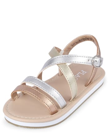 Toddler Girls Metallic Faux Leather Matching Gladiator Sandals | The ...