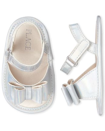 Baby Girls Holographic Bow Sandals