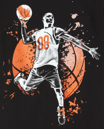 Boys Short Sleeve Basketball Player Graphic Tee