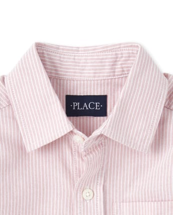 Boys Striped Oxford Matching Button Up Shirt