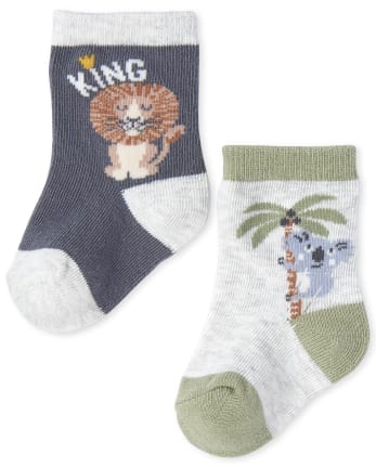 Lot de 6 chaussettes mi-longues motif animaux bébé garçon