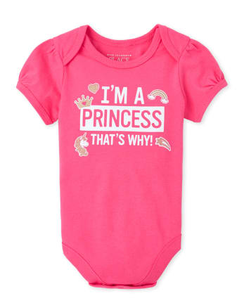 Baby Girls Glitter Princess Graphic Bodysuit