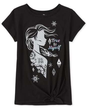 Girls Disney Frozen 2 Glitter Elsa Tie Front Top