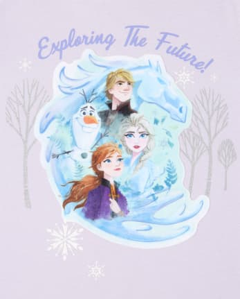  Disney Frozen Olaf and Anna Flowers Girls White T