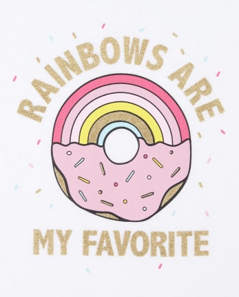 Baby And Toddler Girls Glitter Rainbow Donut Graphic Tee