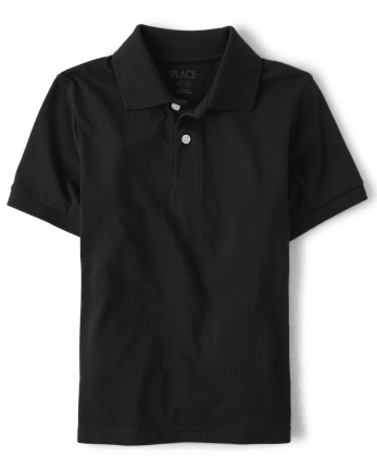 Boys Uniform Short Sleeve Soft Jersey Polo | The Children's Place - BLACK