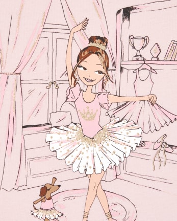 Girls Glitter Ballerina Graphic Tee