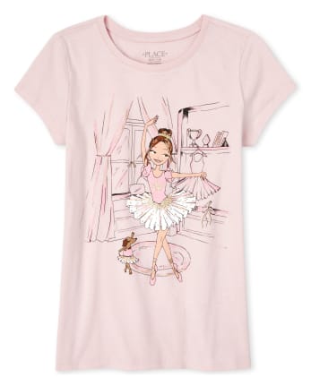 Girls Glitter Ballerina Graphic Tee