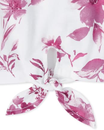 Girls Flip Sequin Floral Tie Front Tank Top