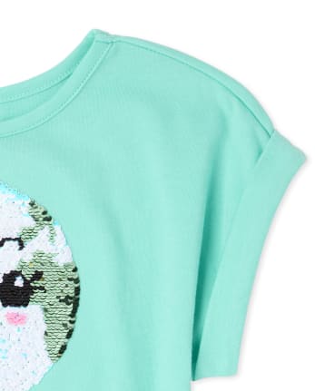 Girls Flip Sequin Love Pineapple Top