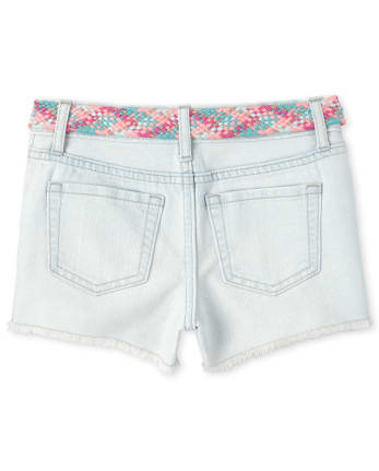 Girls Tassel Denim Shortie Shorts
