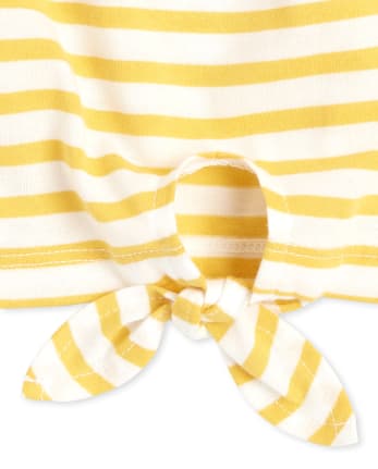 Girls Striped Tie Front Top